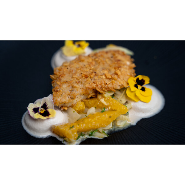 Zanderfilet mit Fenchel-Orangen-Salat und Trüffelschaum  - Zanderfilet zubereiten - Rezept mit Trüffel