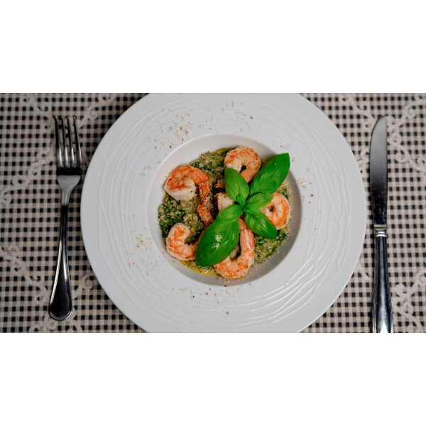 Rezept: Trüffel Risotto mit Spinat und Garnelen - Rezept: Trüffel Risotto mit Spinat und Garnelen